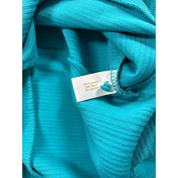 Decree Turquoise Knit Ribbed Fit & Flare Sleeveless High Neck Dress size small - Picture 7 of 7